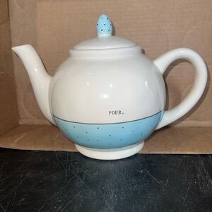 Rae Dunn White and Blue 'Pour' Teapot